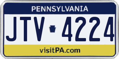 PA license plate JTV4224