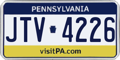 PA license plate JTV4226
