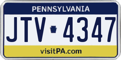 PA license plate JTV4347