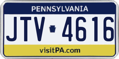 PA license plate JTV4616
