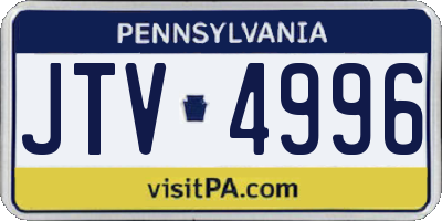 PA license plate JTV4996