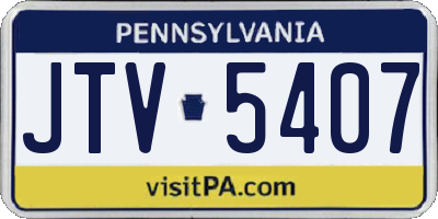 PA license plate JTV5407
