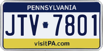 PA license plate JTV7801
