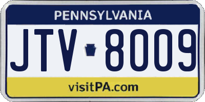 PA license plate JTV8009