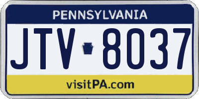 PA license plate JTV8037