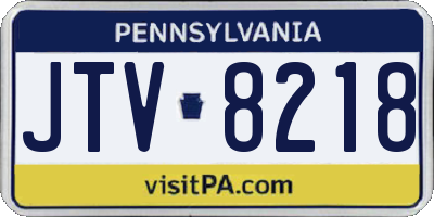 PA license plate JTV8218