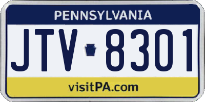 PA license plate JTV8301