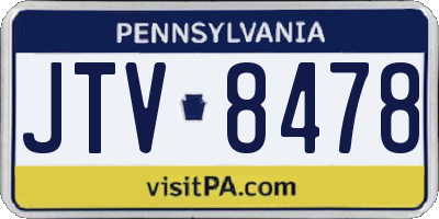 PA license plate JTV8478