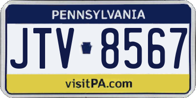 PA license plate JTV8567