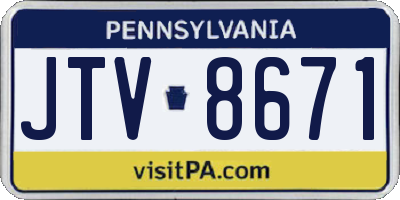 PA license plate JTV8671