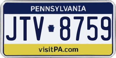 PA license plate JTV8759