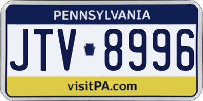 PA license plate JTV8996