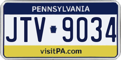 PA license plate JTV9034
