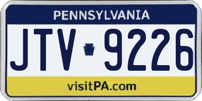 PA license plate JTV9226