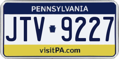 PA license plate JTV9227