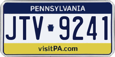PA license plate JTV9241