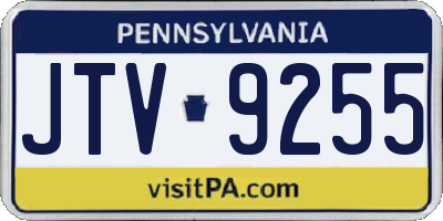 PA license plate JTV9255