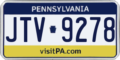 PA license plate JTV9278
