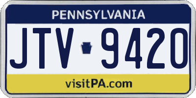 PA license plate JTV9420