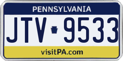 PA license plate JTV9533