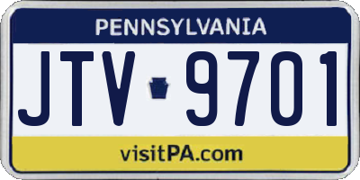 PA license plate JTV9701