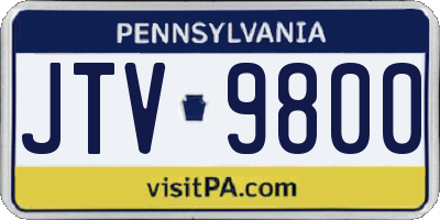 PA license plate JTV9800