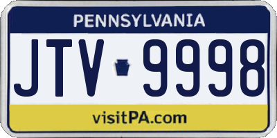 PA license plate JTV9998