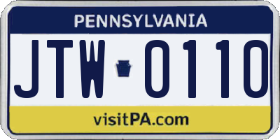 PA license plate JTW0110