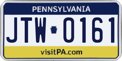 PA license plate JTW0161