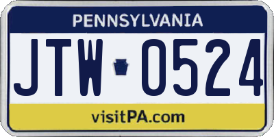 PA license plate JTW0524