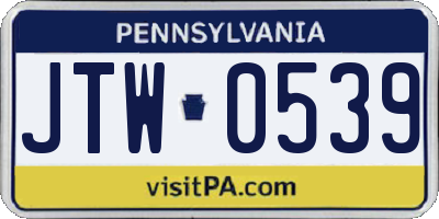 PA license plate JTW0539