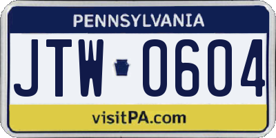 PA license plate JTW0604