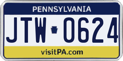 PA license plate JTW0624
