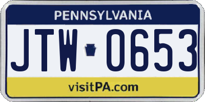 PA license plate JTW0653
