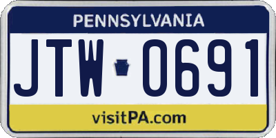 PA license plate JTW0691