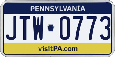 PA license plate JTW0773