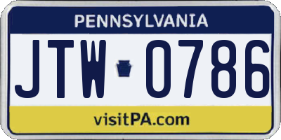 PA license plate JTW0786