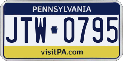 PA license plate JTW0795