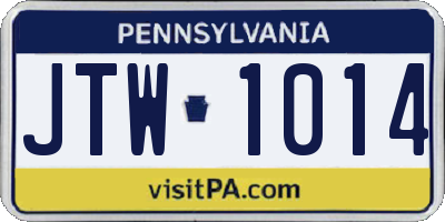 PA license plate JTW1014
