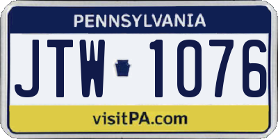 PA license plate JTW1076