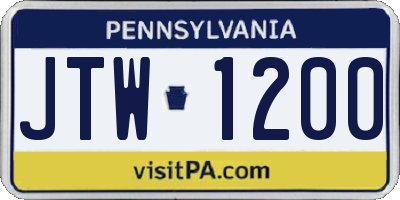 PA license plate JTW1200