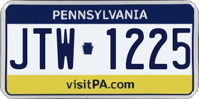 PA license plate JTW1225
