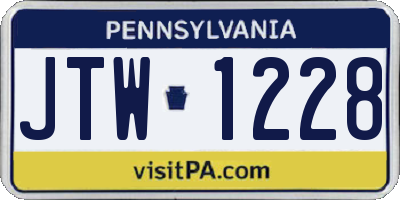 PA license plate JTW1228