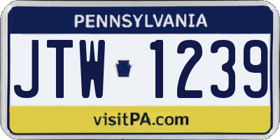 PA license plate JTW1239