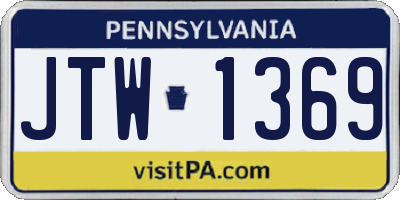 PA license plate JTW1369