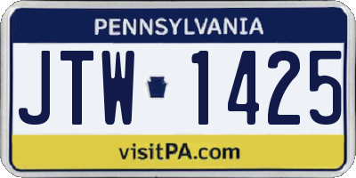 PA license plate JTW1425