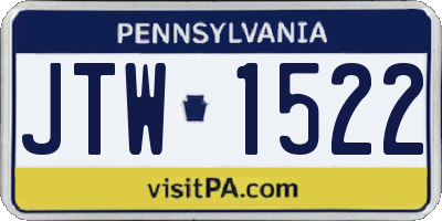 PA license plate JTW1522