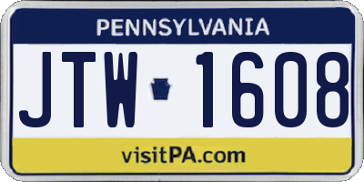 PA license plate JTW1608