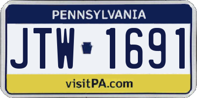PA license plate JTW1691