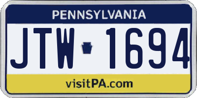 PA license plate JTW1694